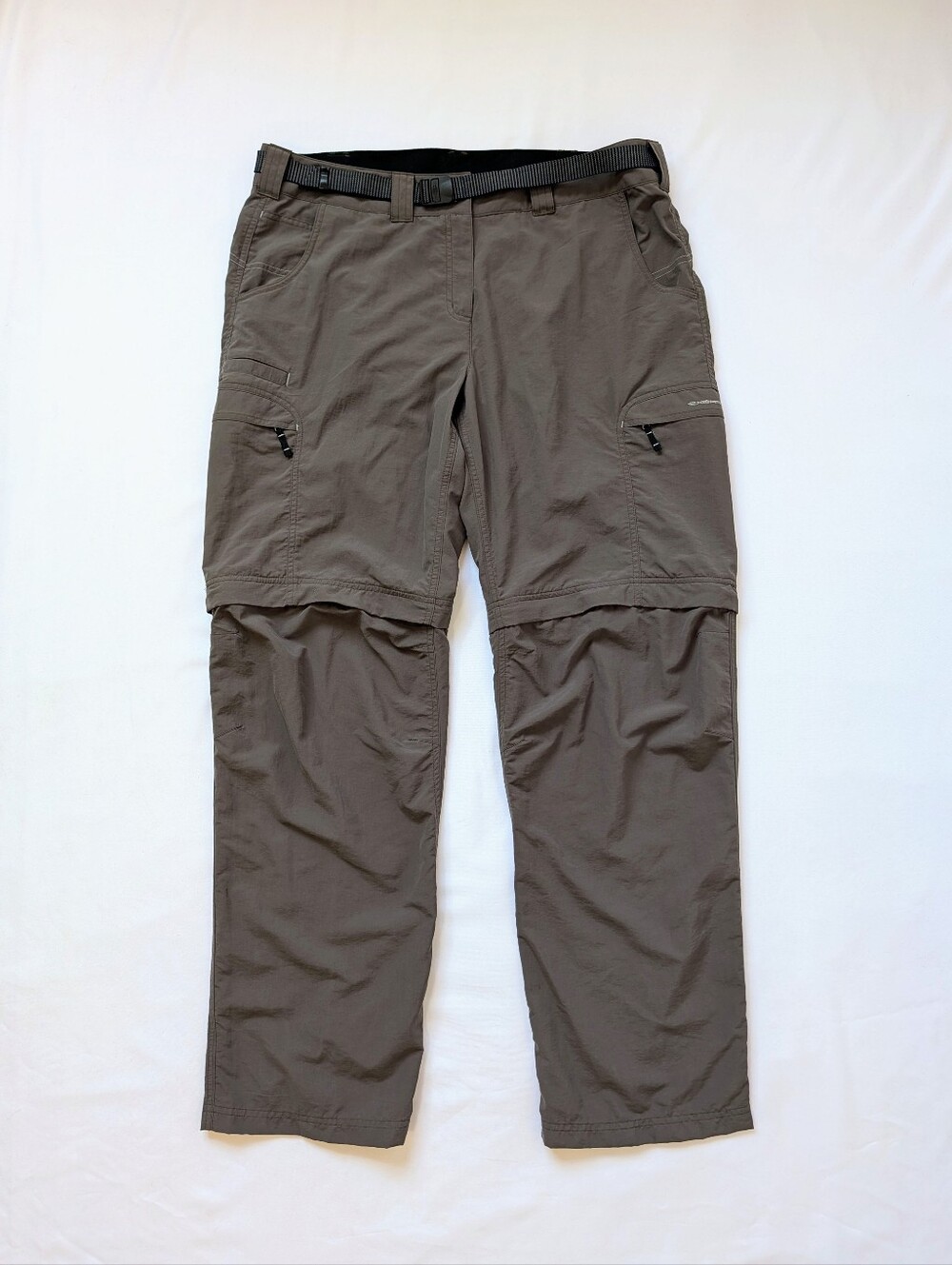 ExOfficio Women's Zip Off Convertible Hiking Pants Size 16 Dark Grey Belted